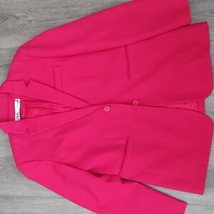 Zara Women's Fuschia Pink Straight Cut Blazer Women Size L